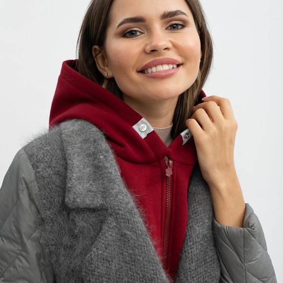 UNU Hooded Scarf Burgundy Cotton Balaclava Hat NWT - Picture 6 of 7